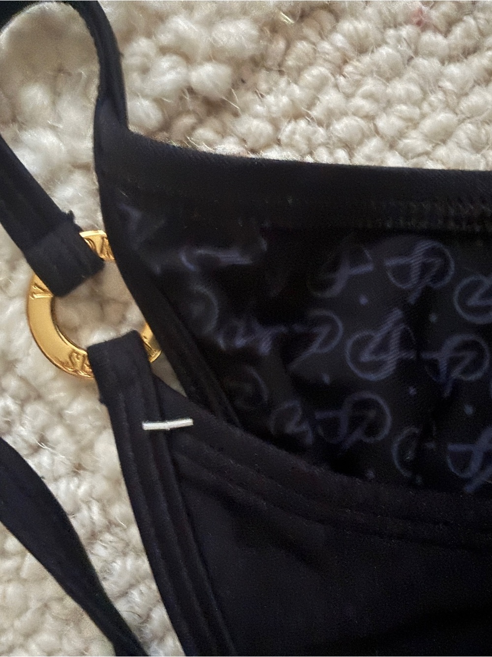 Victoria's Secret Black tie Bikini with Gold Ring Accents - Picture 2 of 4